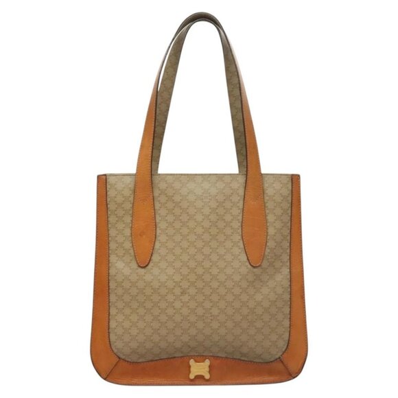 CELINE Macadam Canvas Tote Bag Beige Gold Auth - Picture 2 of 15